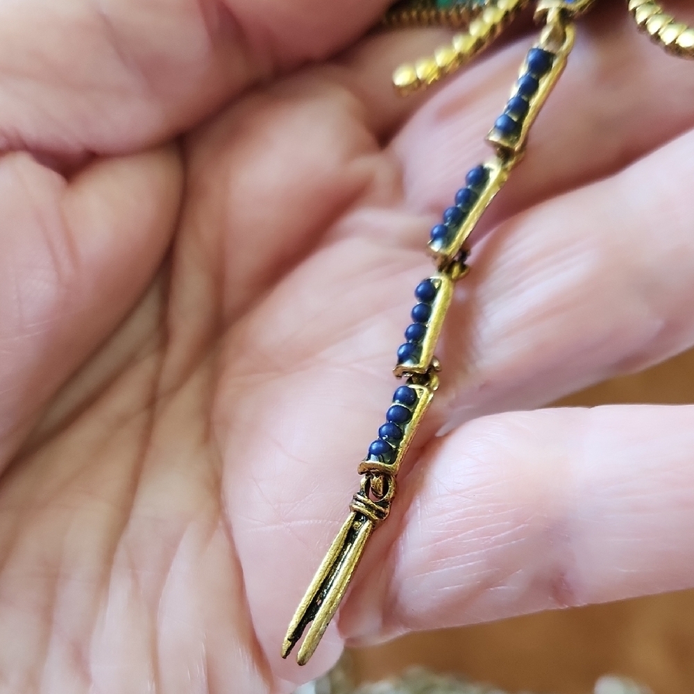 Gold and Blue Dragonfly Necklace - Picture 7 of 13